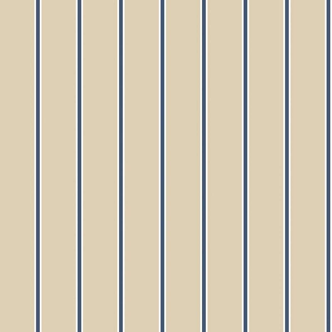 Klasszikus drapp és kék csíkos mintás olasz vinyl tapéta