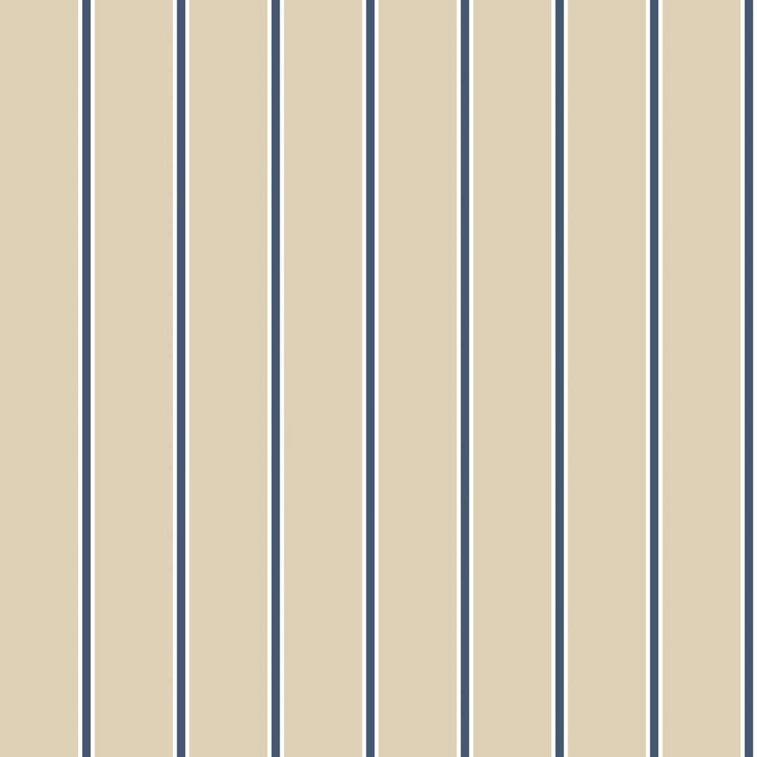 Klasszikus drapp és kék csíkos mintás olasz vinyl tapéta