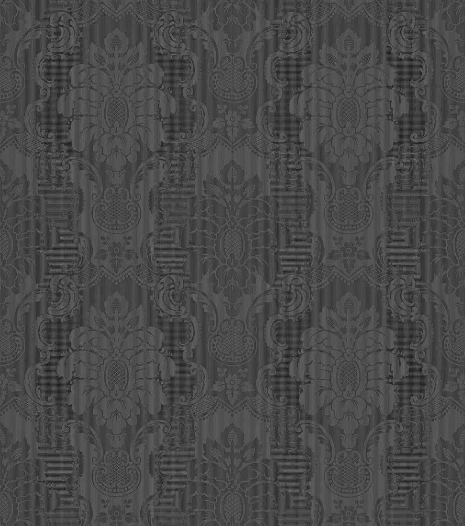 Klasszikus fekete barokk mintás Rasch tapéta