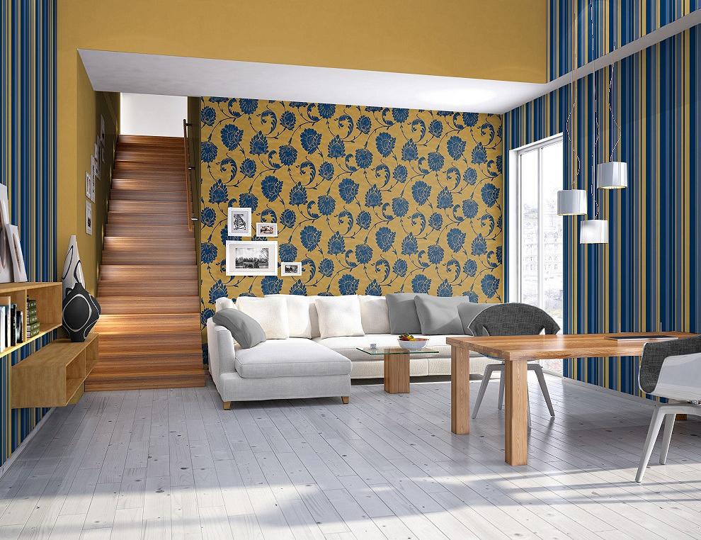 Klasszikus hüvős aranysárga uni tapéta