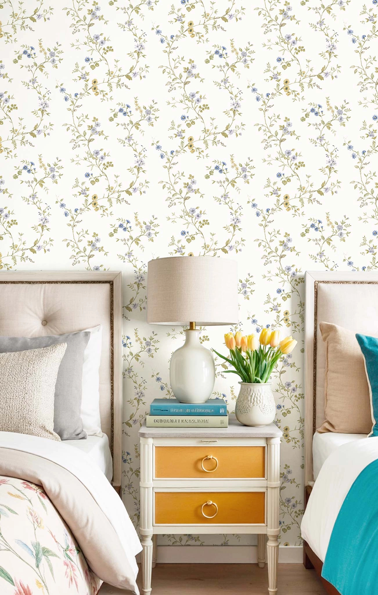 Klasszikus inda virág mintás olasz vinyl tapéta