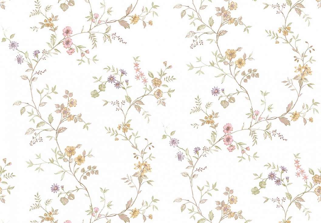 Klasszikus inda virág mintás olasz vinyl tapéta rózsaszín és beige színben