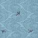 Klasszikus japán mintás tapéta kék alapon kék hullám, hal motívummal