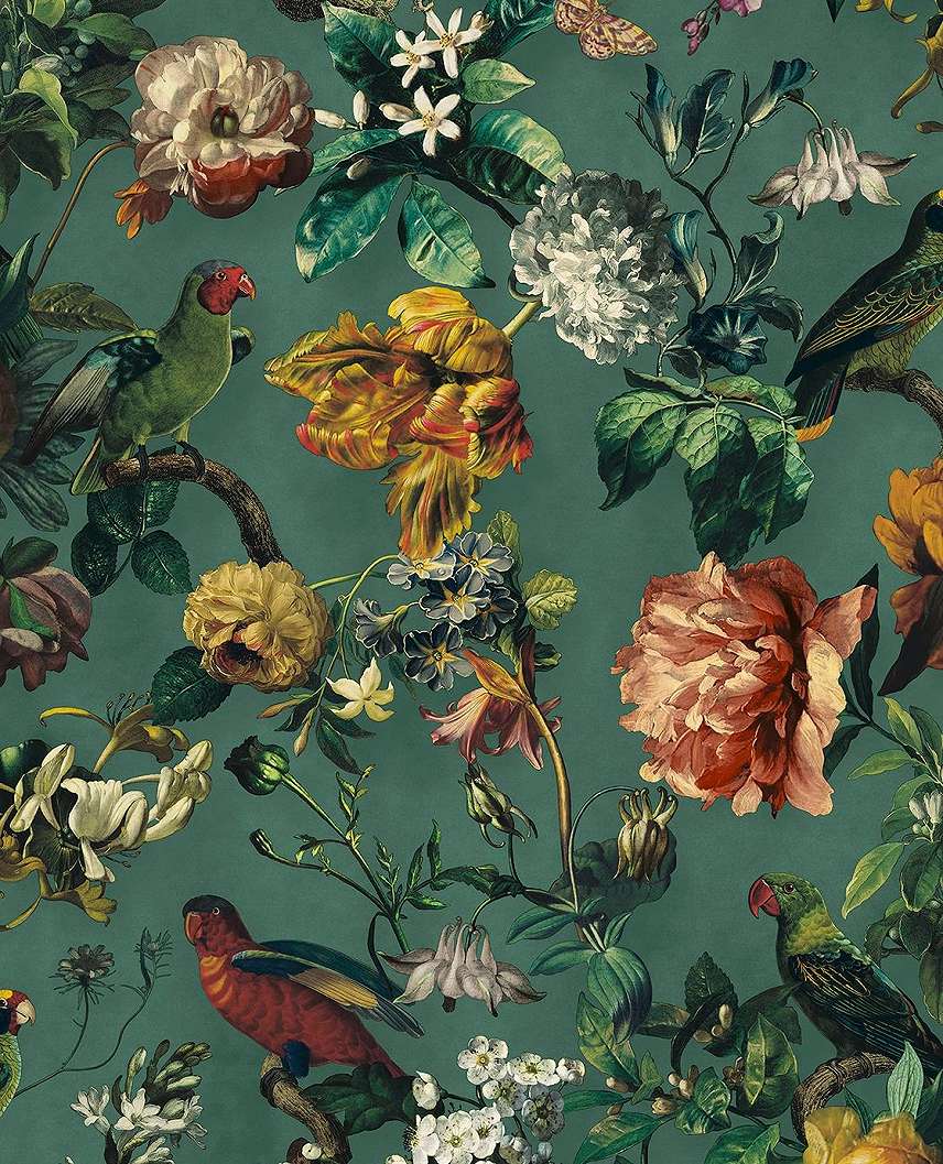 Klasszikus stílusú design tapéta virág és madár mintával