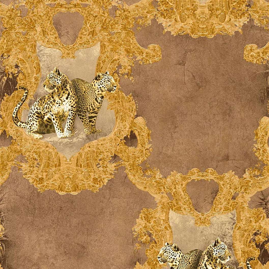 Klasszikus stílusú vlies tapéta barokk és leopárd mintával
