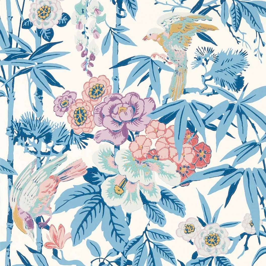 Klasszikus virág és madár mintás Sanderson angol design tapéta