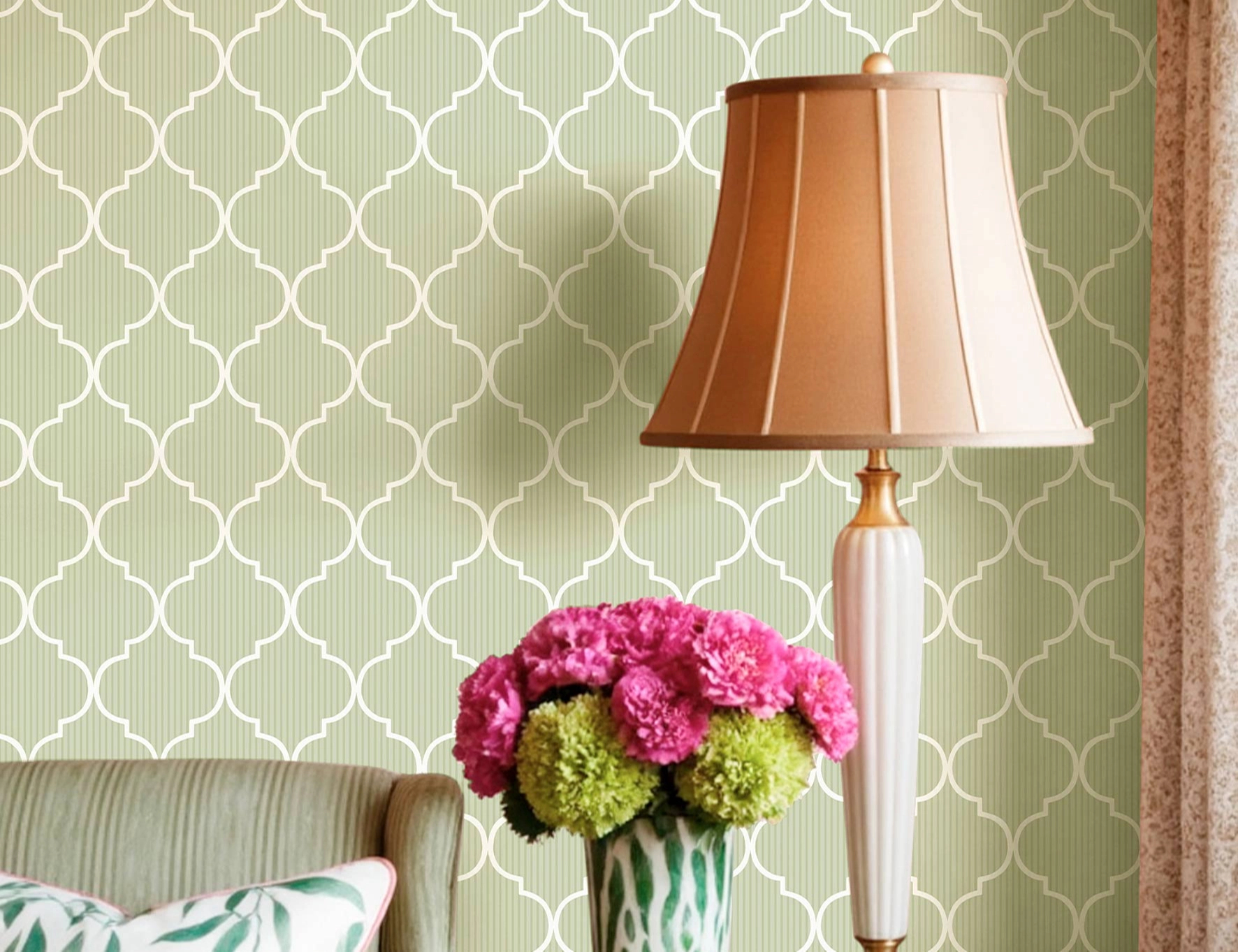 Klasszikus zöld csempe mintás olasz vinyl tapéta