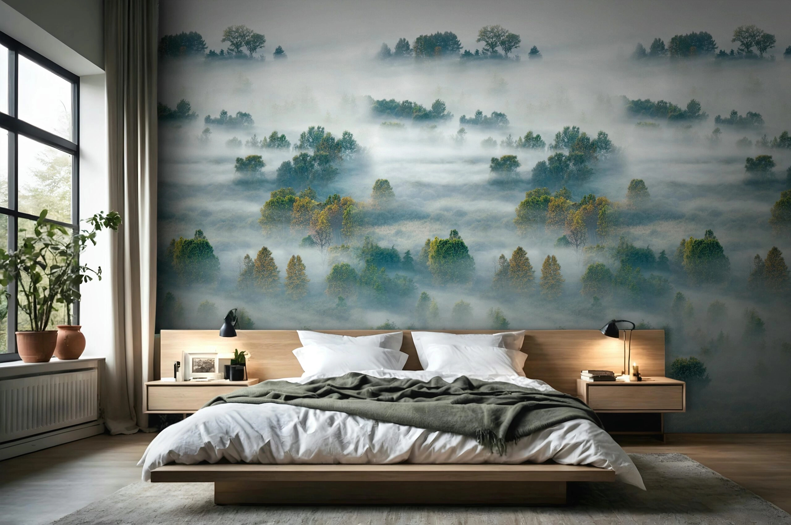 Ködös erdő mintás design fotótapéta