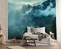 Ködös fenyő erdő hegységgel mintás fali poszter tapéta 368x254 vlies