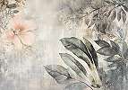Koptatott anyag hatású felület levél, virág mintás fotótapéta 368x254 vlies