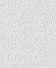 Koptatott fehér alapon ezüstös szürke geometria mintás vinyl design tapéta