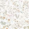 Koptatott fehér alapon több színű virág mintás gyerek design tapéta