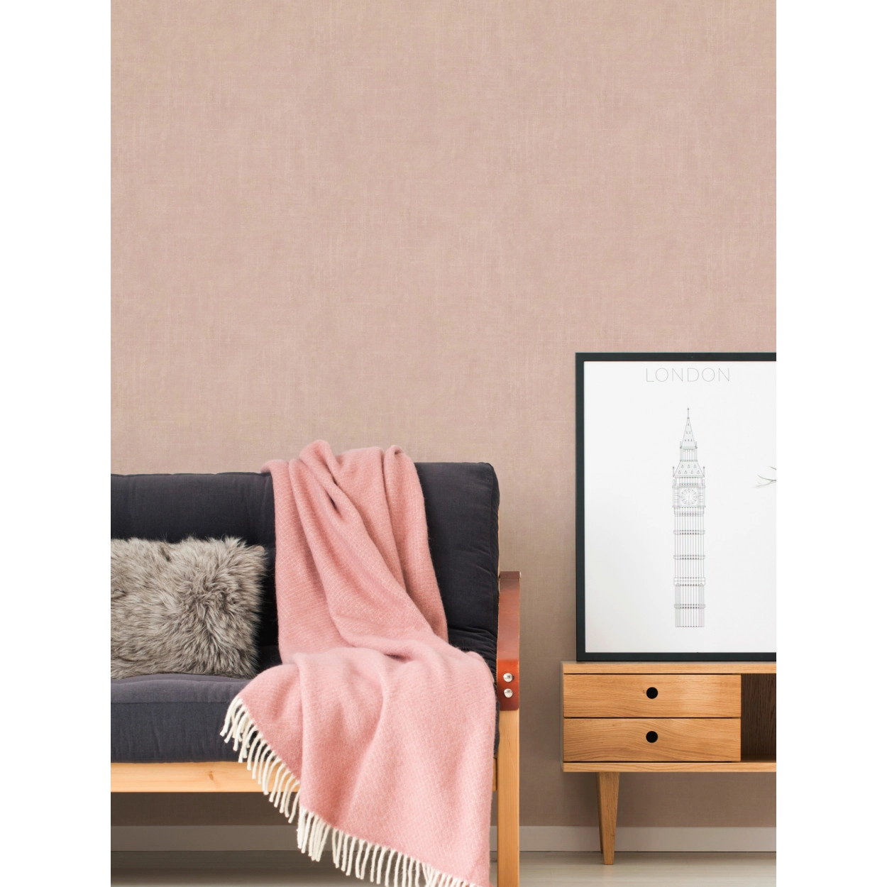 Koptatott hatású rózsaszín mosható dekor tapéta