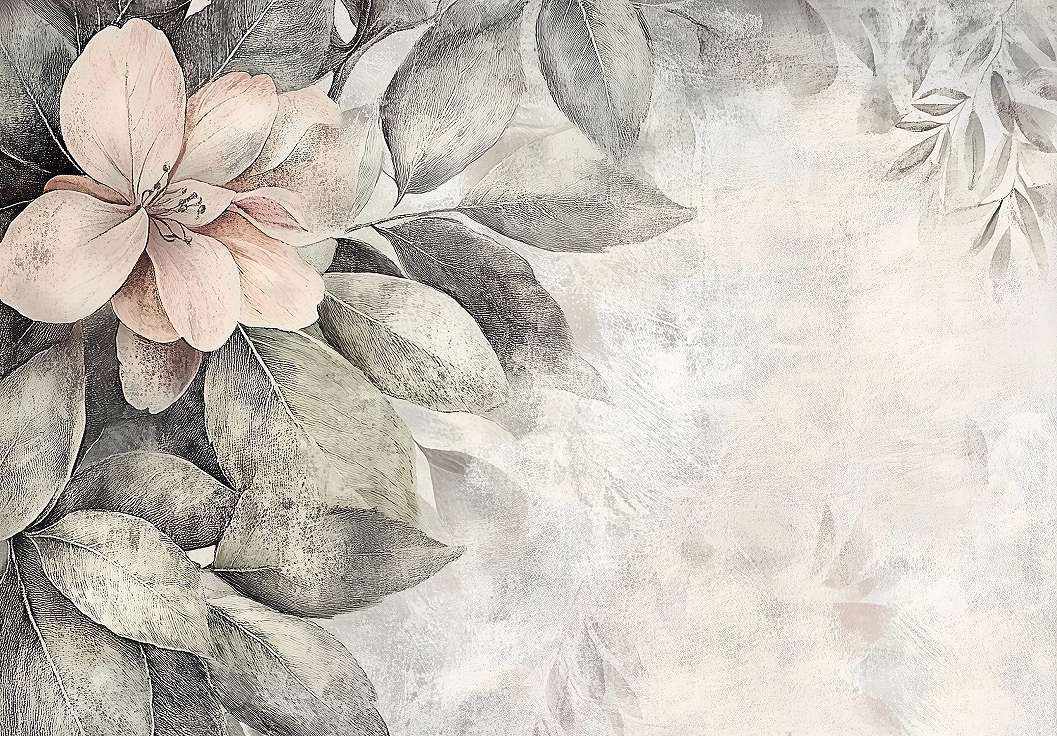 Koptatott rózsaszín és krémszínű nagy virág mintás fotótapéta 368x254 vlies