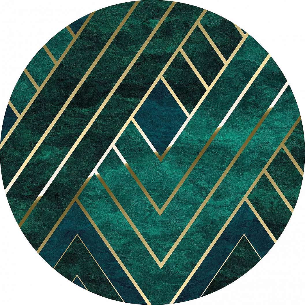 Kör alakú geometrikus mintás vlies fali poszter zöld színvilágban