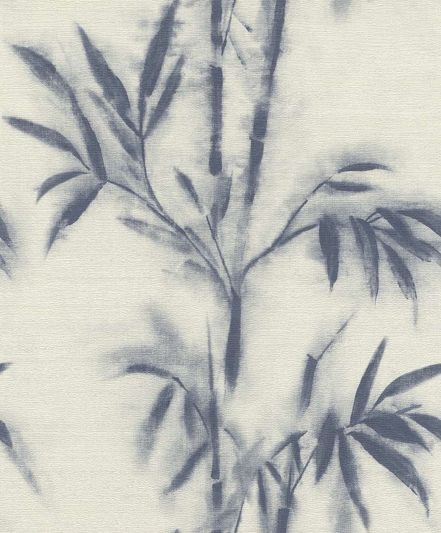 Krém alapon kék bambusz mintás tapéta