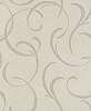 Krém alapon modern inda mintás tapéta, ezüst színű mintákkal