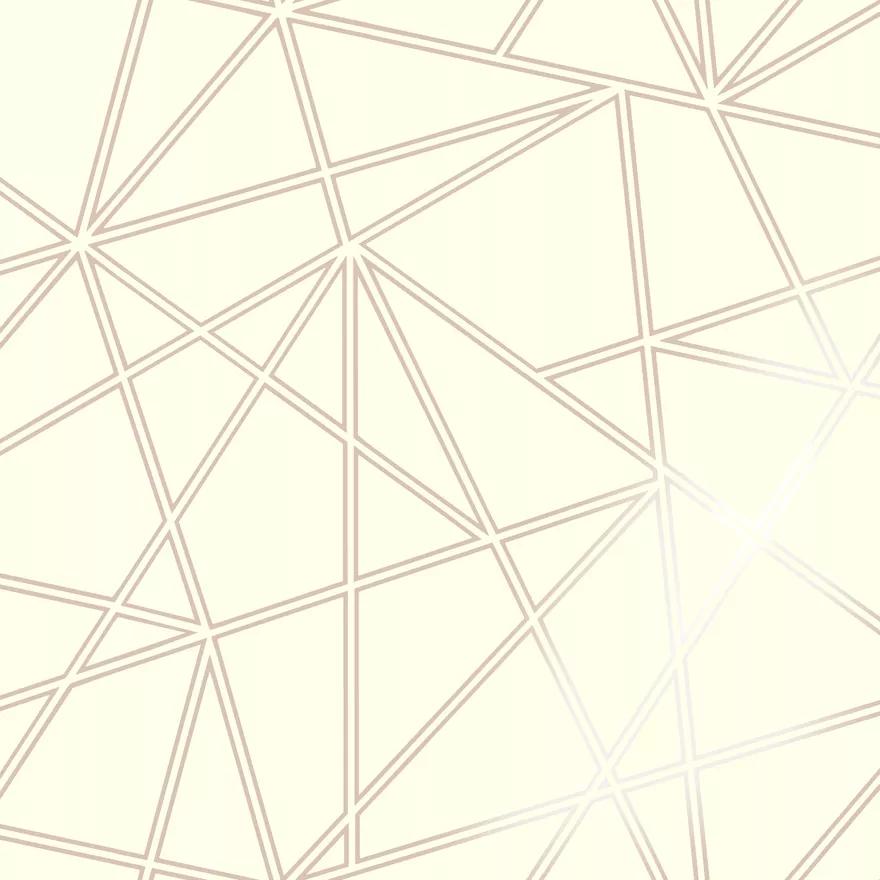 Krém alapon rosegold geometrikus mintás modern vlies tapéta