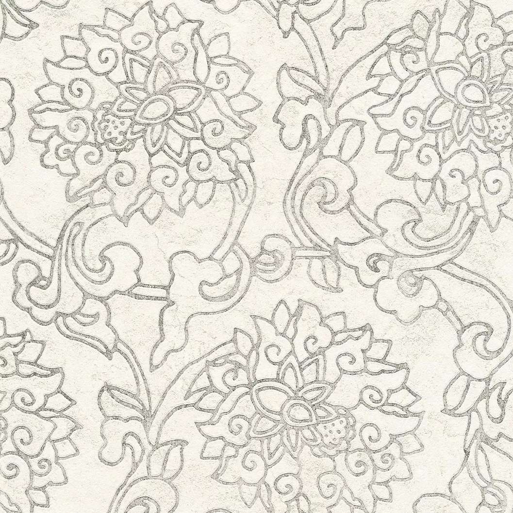 Krém alapon szürke geometrikus virágmintás vlies design tapéta