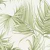 Krém alapon zöld modern trópusi levélmintás tapéta