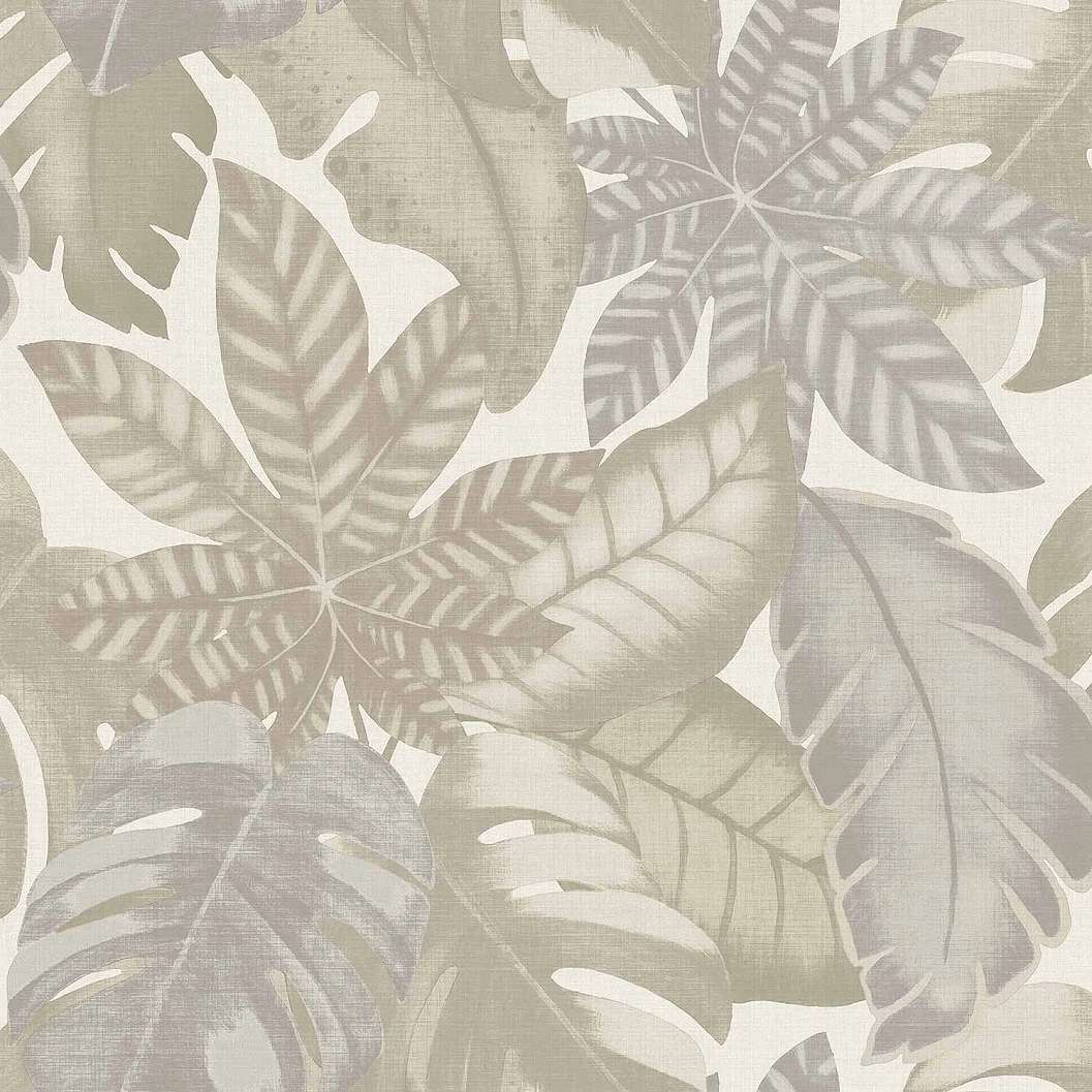 Krém bézs vinyl tapéta trópusi leveles mintával