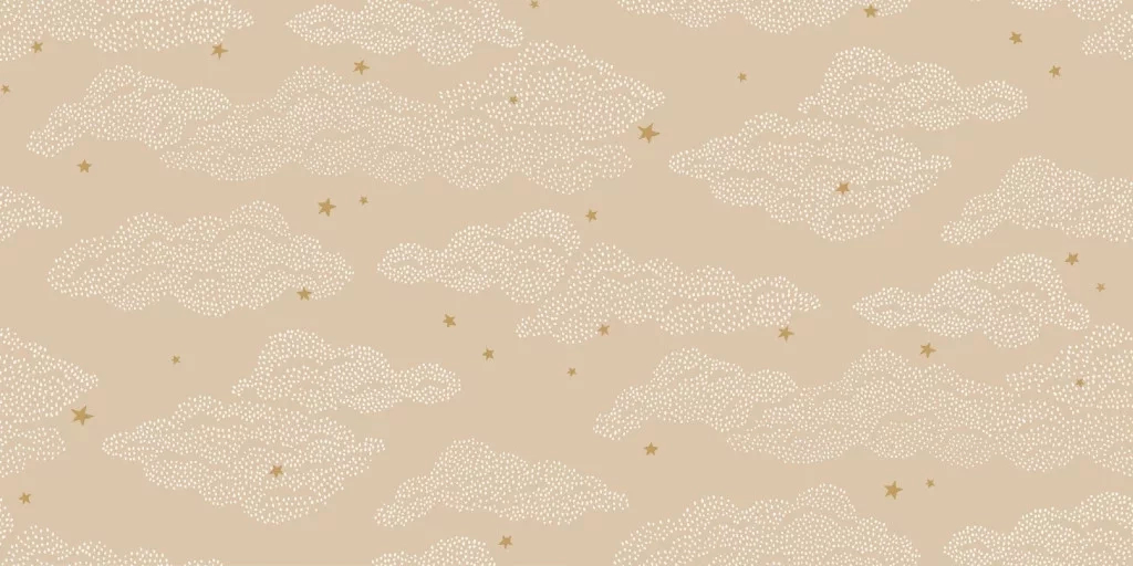 Krém és beige felhő csillagokkal mintás gyerek dekor tapéta