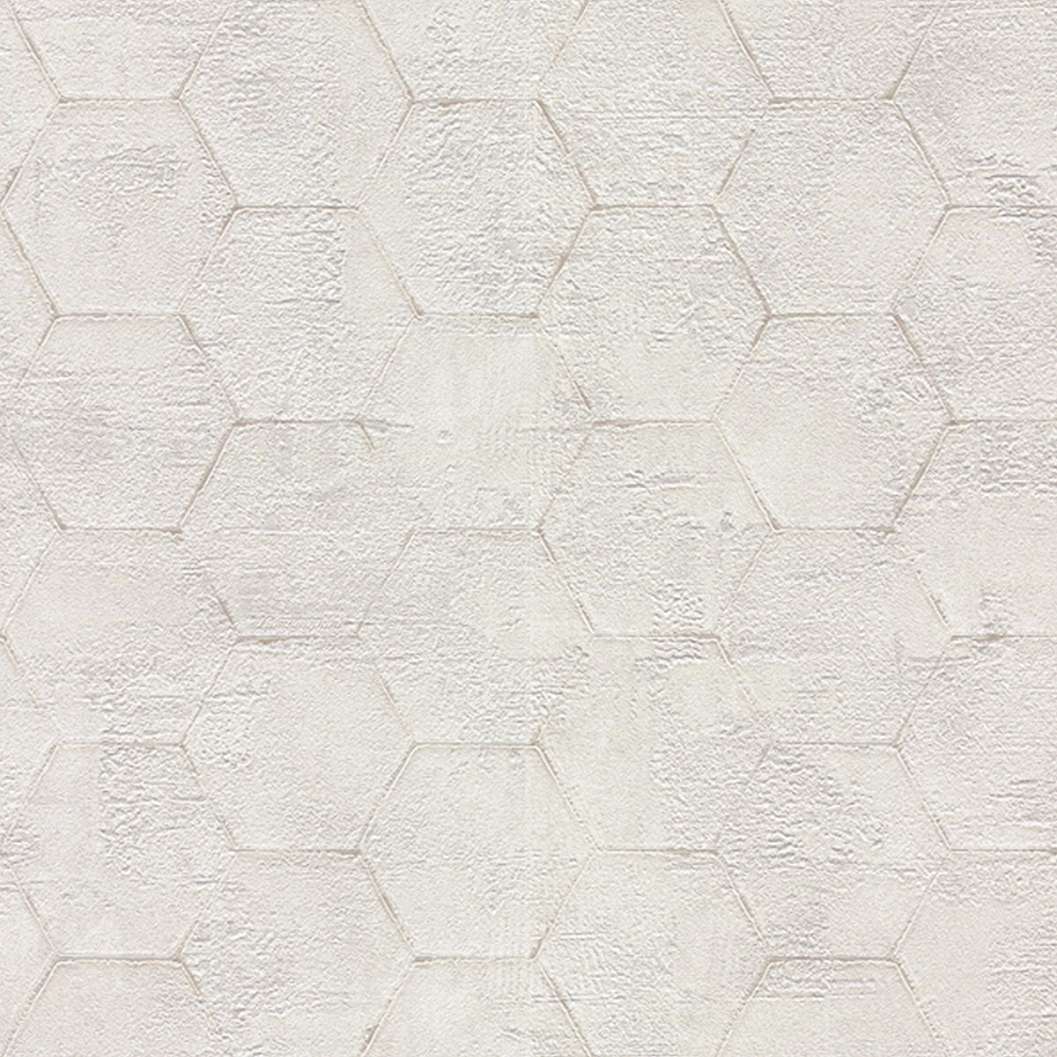 Krém fehér hexagon mintás olasz design tapéta 70cm széles