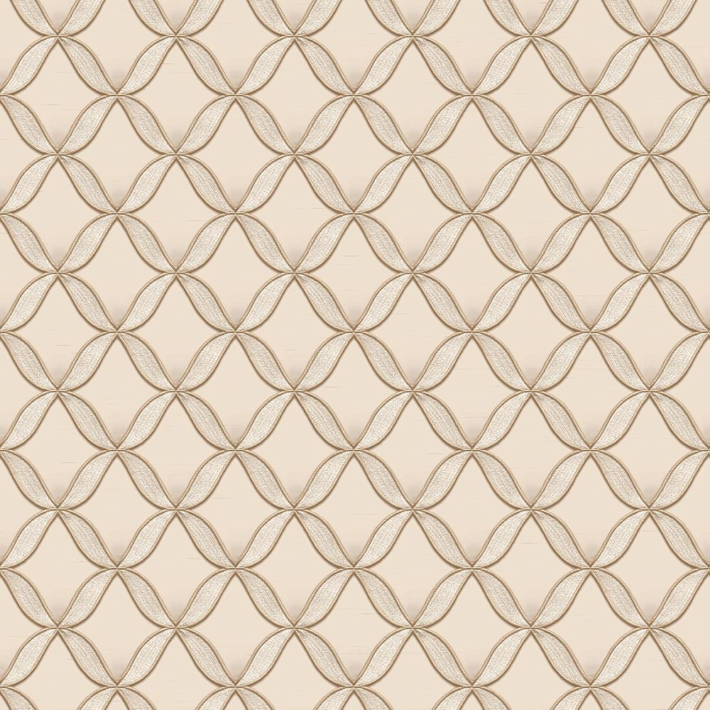 Krém hímzett hatású dekor tapéta geometrikus mintával