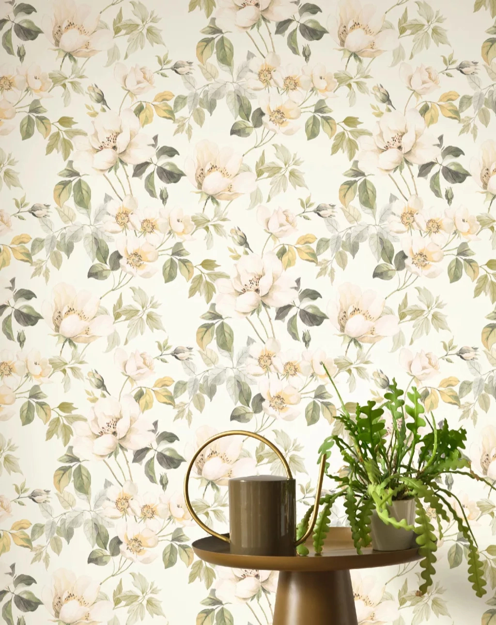 Krém romantikus rózsa mintás design tapéta