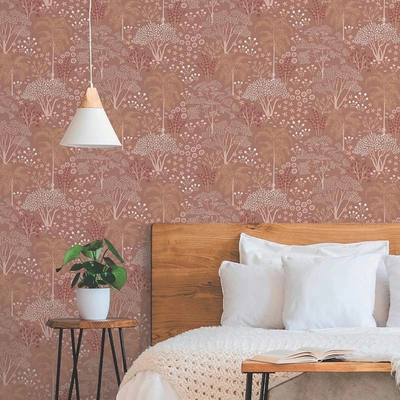 Krém skandináv stílusú design tapéta erdei fa mintával