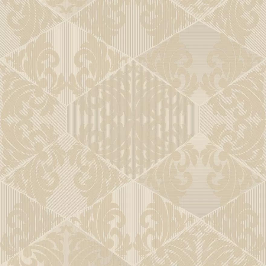 Krém színű barokk geometrikus mintás vlies design tapéta