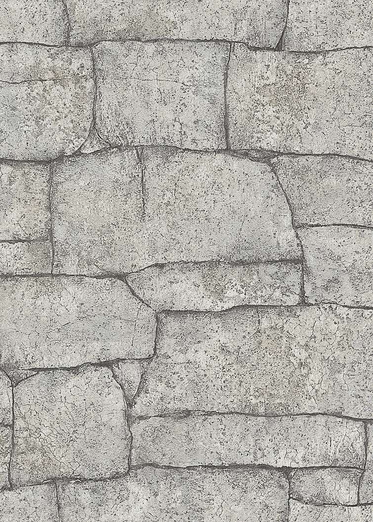Krémes szürke kő fal mintás struktúrált hatású design tapéta