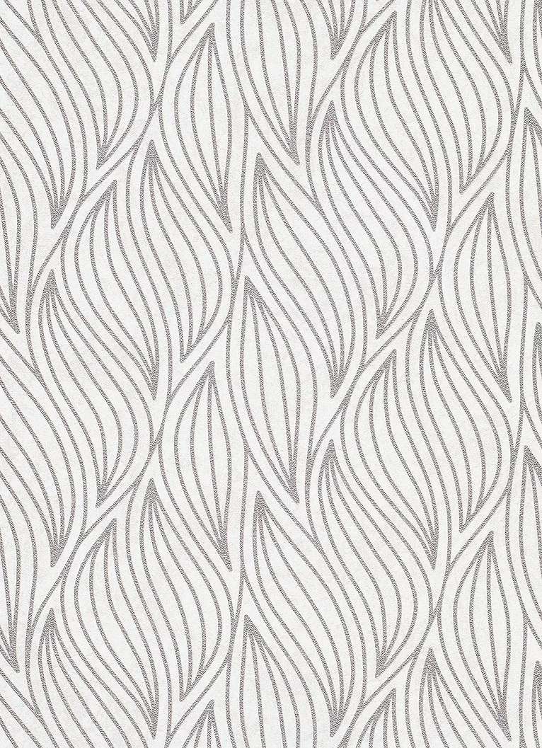 Krémfehér ezüst minimalista design tapéta levél mintával