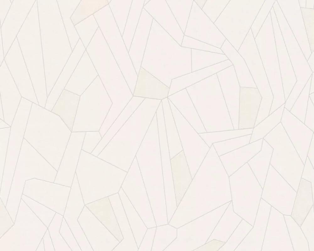 Krémfehér geometrikus mintás mosható vinyl design tapéta