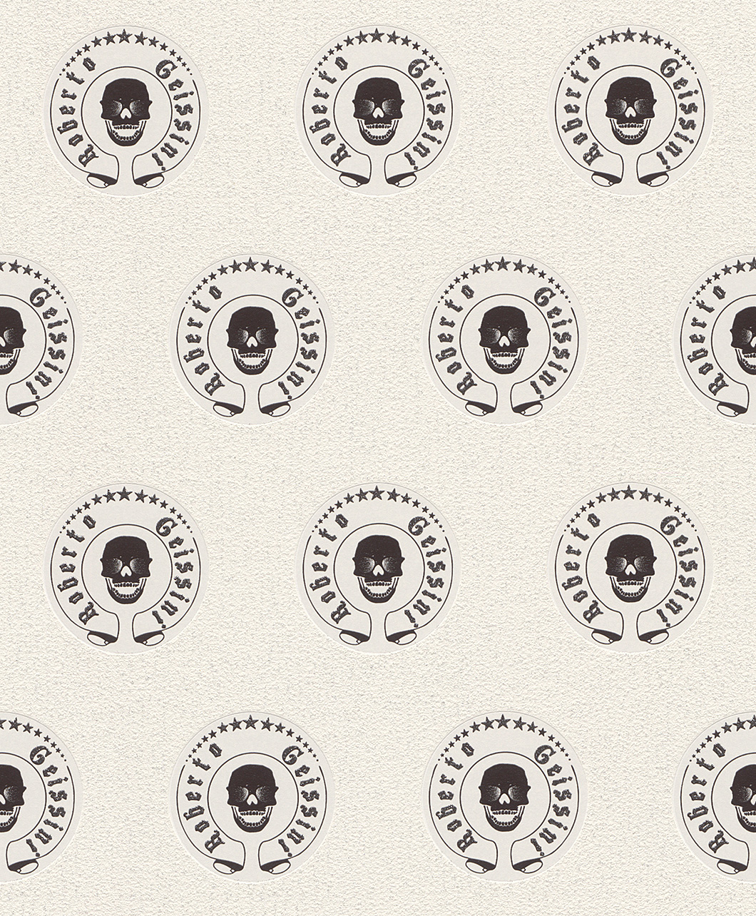 Krémfehér halálfejes tapéta