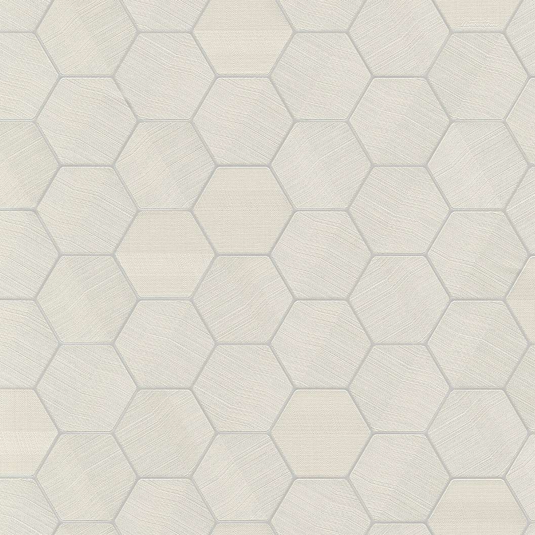 Krémfehér hexagon mintás olasz luxus tapéta
