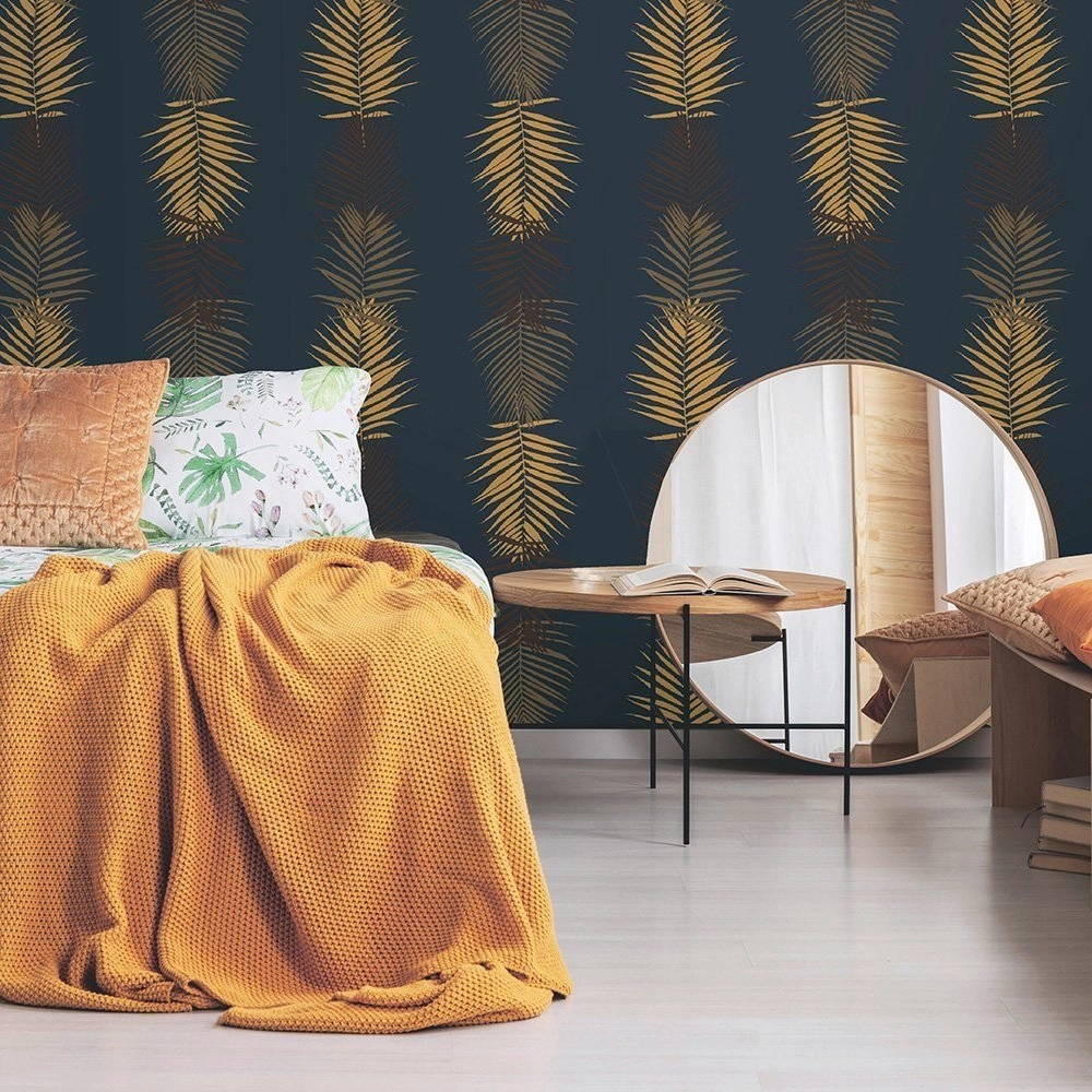 Krémfehér minimál pálmaleveles mosható dekor tapéta