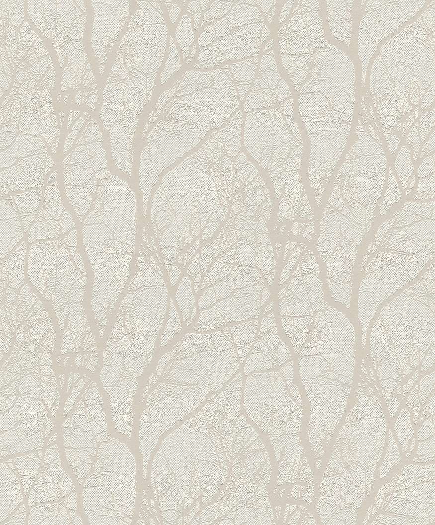 Krémfehér skandináv stílusú faág mintás tapéta