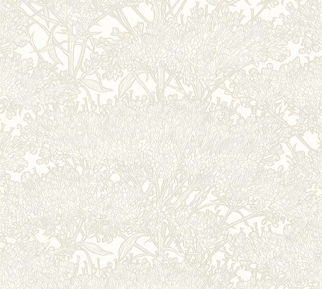 Krémfehér tapéta herbál virág mintával