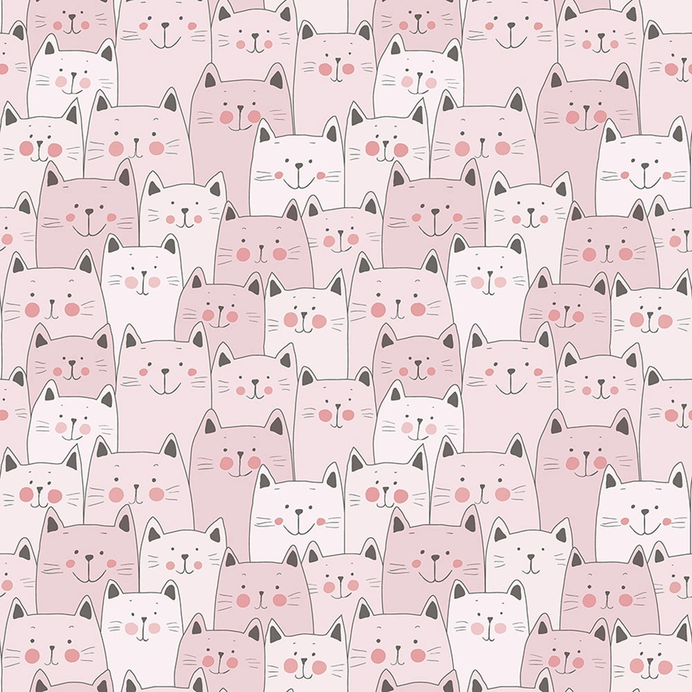 Lányszobai rózsaszín cica mintás gyerek tapéta