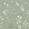 Laura Ashley dekor tapéta bodzafa és madár mintával zsályazöld színben