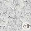 Laura Ashley dekor tapéta darumadár és virág mintával fehér és fényes ezüst színben