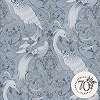 Laura Ashley dekor tapéta darumadár és virág mintával kék és fényes ezüst színben