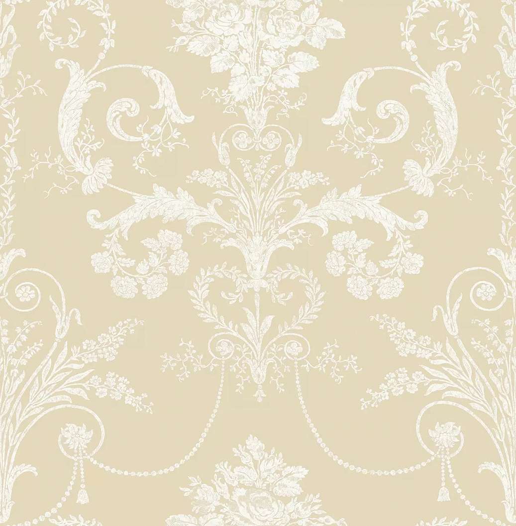 Laura Ashley dekor tapéta virág és indák mintával fehér és beige színben