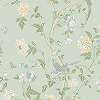 Laura Ashley dekor tapéta virágzó fa és madár mintával pasztel zöld és kék színben