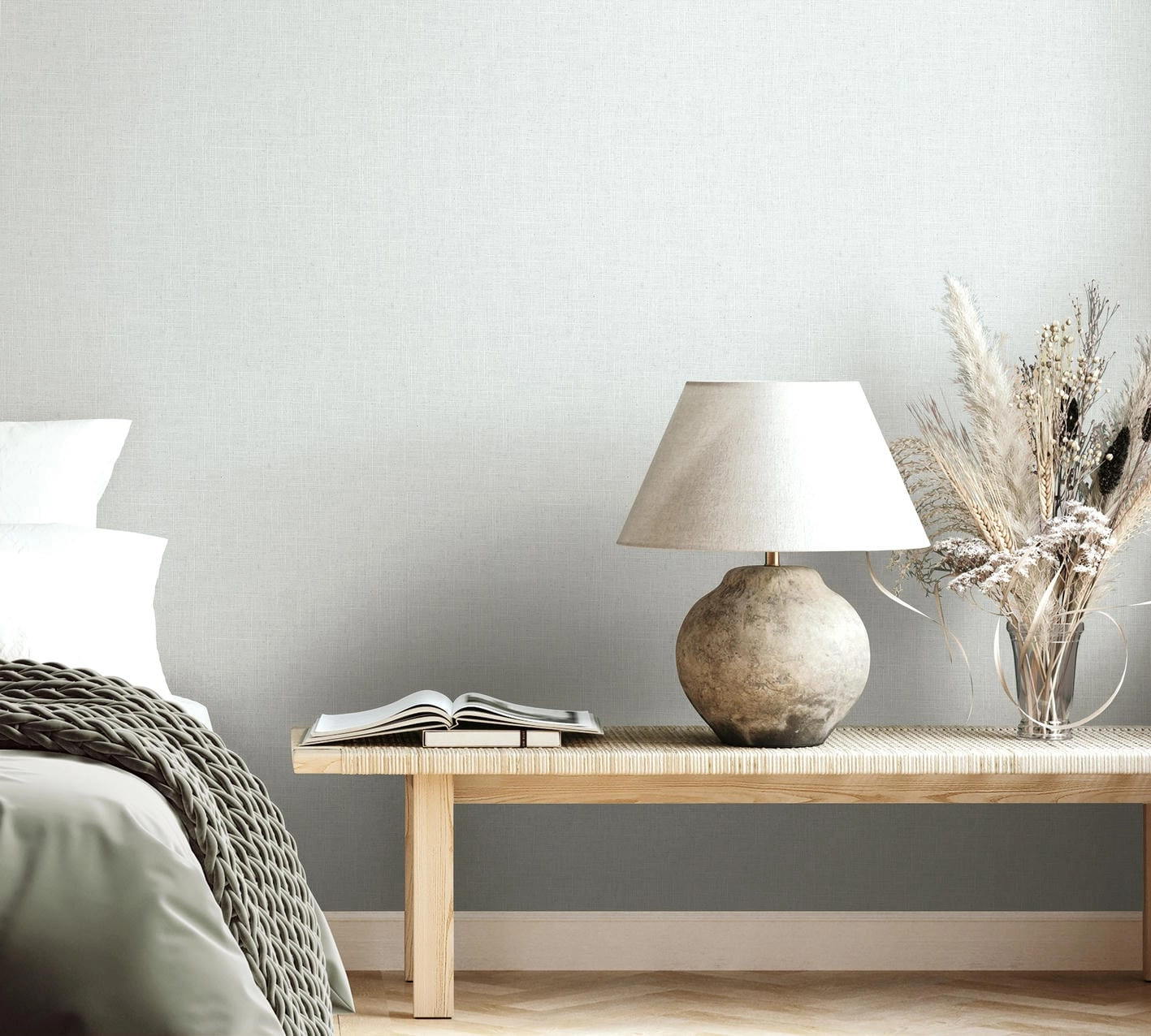 Lentextil hatású design tapéta közép szürke árnyalatban
