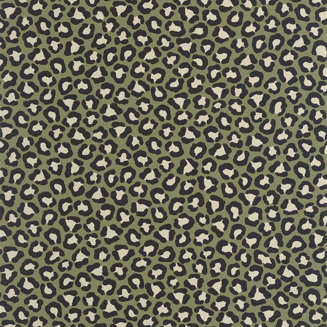 Leopárdfolt mintás vinyl tapéta kekizöld színben