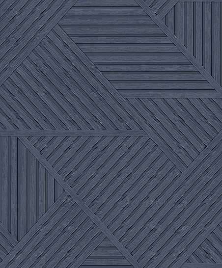 Letisztult fahatású kék színű geometria mintás design tapéta