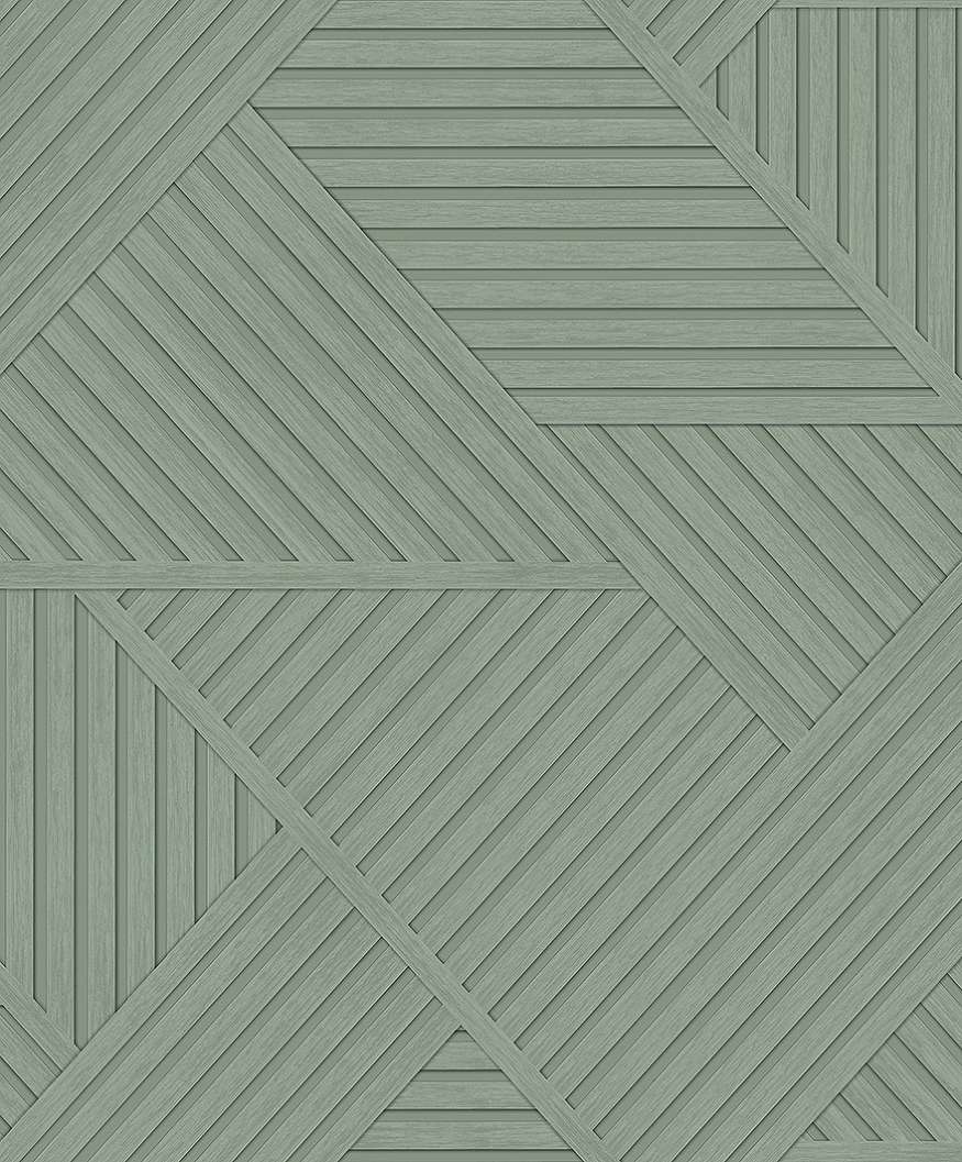 Letisztult fahatású zöld színű geometria mintás design tapéta