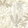 Levél és virág mintás fehér és beige színű francia design tapéta